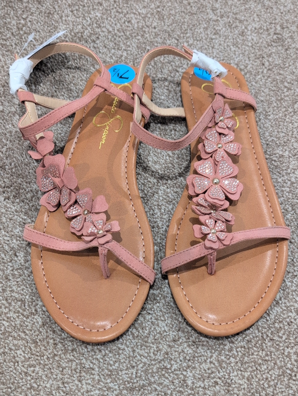 NWT Pink Floral T-Strap Sandals